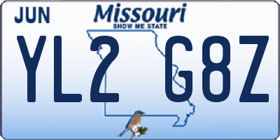 MO license plate YL2G8Z