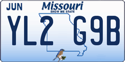 MO license plate YL2G9B