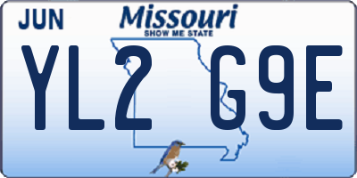 MO license plate YL2G9E