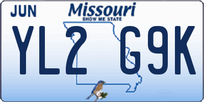 MO license plate YL2G9K
