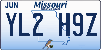 MO license plate YL2H9Z