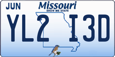 MO license plate YL2I3D