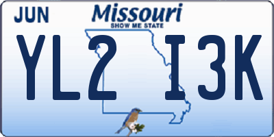 MO license plate YL2I3K