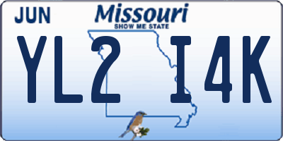 MO license plate YL2I4K