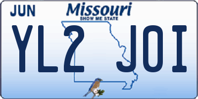 MO license plate YL2J0I