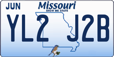 MO license plate YL2J2B