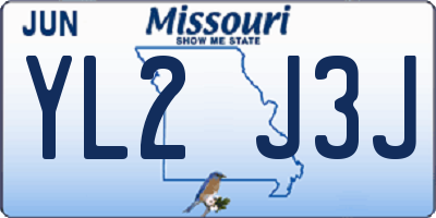 MO license plate YL2J3J
