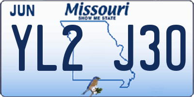 MO license plate YL2J3O