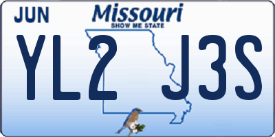 MO license plate YL2J3S