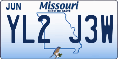 MO license plate YL2J3W