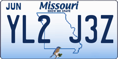 MO license plate YL2J3Z