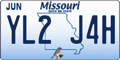 MO license plate YL2J4H