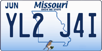 MO license plate YL2J4I