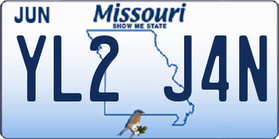 MO license plate YL2J4N
