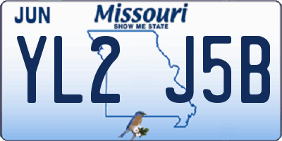 MO license plate YL2J5B