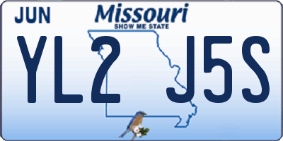 MO license plate YL2J5S