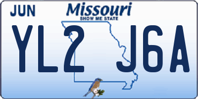 MO license plate YL2J6A