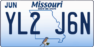 MO license plate YL2J6N