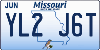 MO license plate YL2J6T
