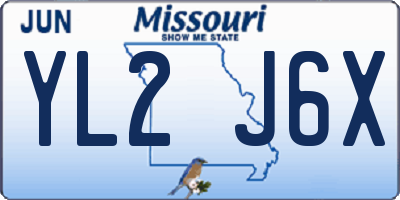 MO license plate YL2J6X