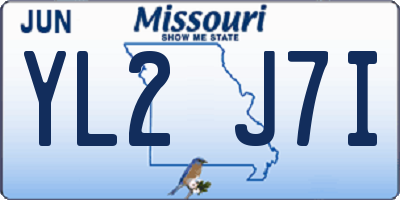 MO license plate YL2J7I