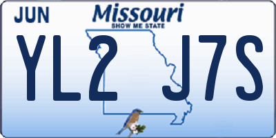 MO license plate YL2J7S