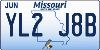MO license plate YL2J8B
