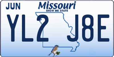 MO license plate YL2J8E