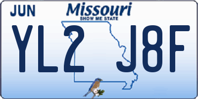 MO license plate YL2J8F