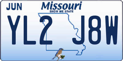 MO license plate YL2J8W