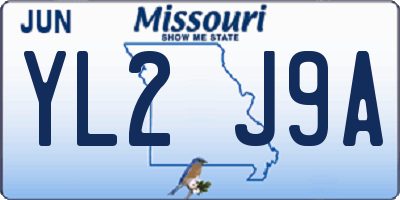 MO license plate YL2J9A