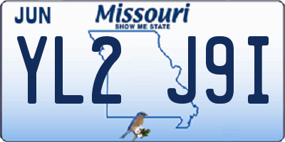 MO license plate YL2J9I
