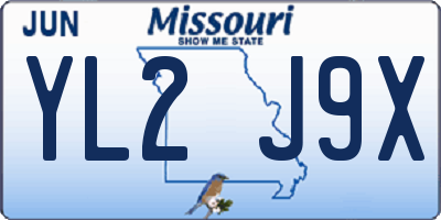 MO license plate YL2J9X