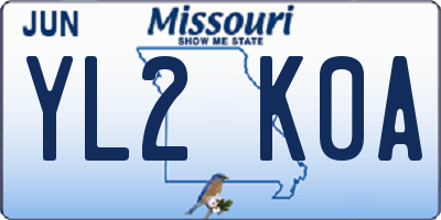 MO license plate YL2K0A