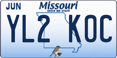 MO license plate YL2K0C