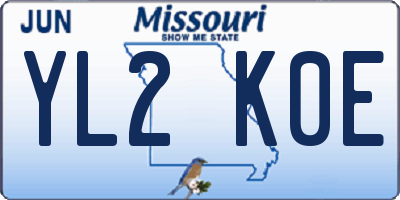MO license plate YL2K0E