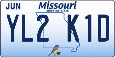 MO license plate YL2K1D