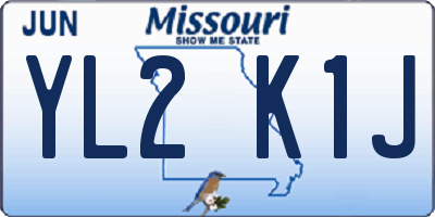 MO license plate YL2K1J