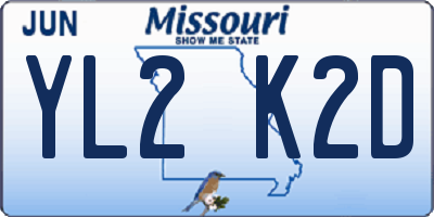 MO license plate YL2K2D