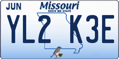 MO license plate YL2K3E