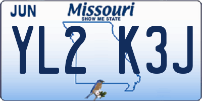MO license plate YL2K3J