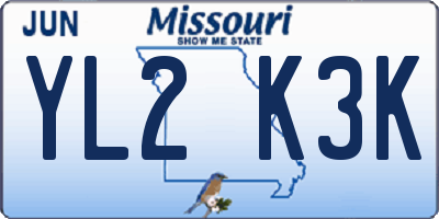 MO license plate YL2K3K