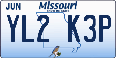 MO license plate YL2K3P