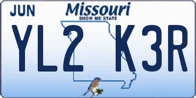 MO license plate YL2K3R