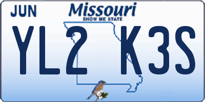 MO license plate YL2K3S