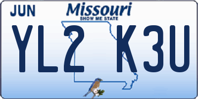 MO license plate YL2K3U