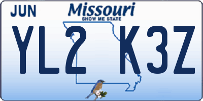 MO license plate YL2K3Z