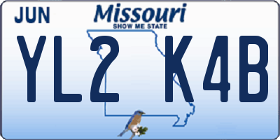 MO license plate YL2K4B