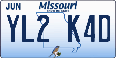 MO license plate YL2K4D