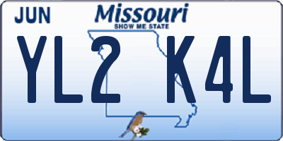 MO license plate YL2K4L